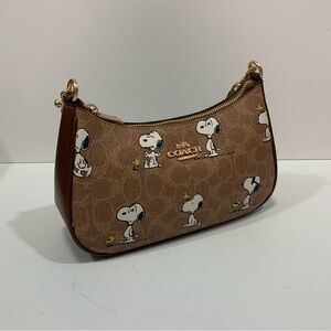 Coach Tan Snoopy Print Shoulder Bag